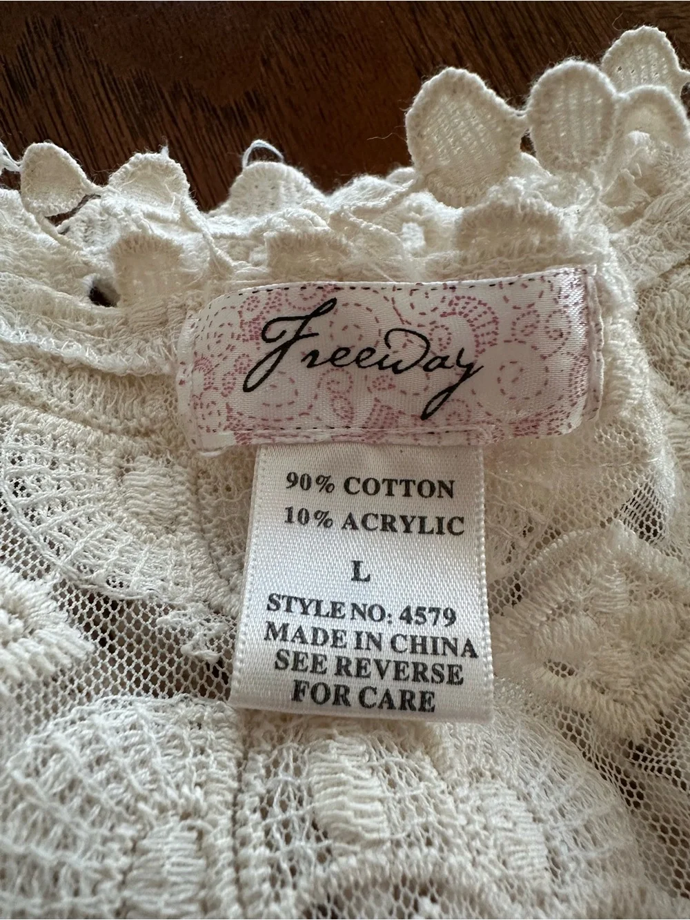 Freeway Ivory Crochet Lace Swim Cover-Up Tunic Dress Boho L